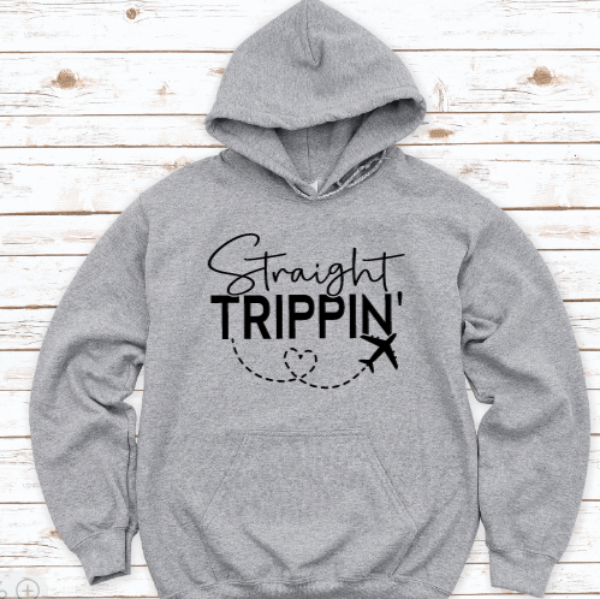 Straight Trippin, Gray Unisex Hoodie Sweatshirt