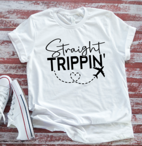 Straight Trippin, White Short Sleeve T-shirt
