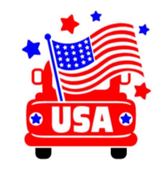 USA American Flag Truck, 4th of July ,White Short Sleeve T-shirt