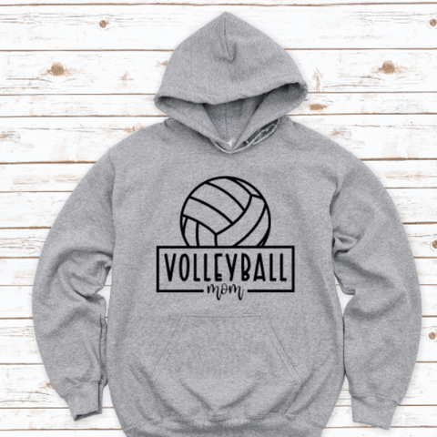 Volleyball Mom, Gray Unisex Hoodie Sweatshirt