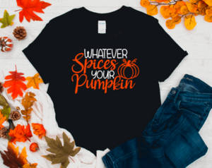 Whatever Spices Your Pumpkin Fall Black Unisex Short Sleeve T-shirt