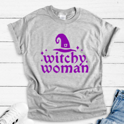 Witchy Woman Halloween Gray Unisex Short Sleeve T-shirt