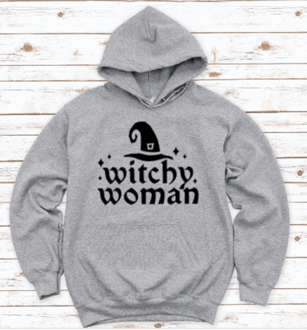 Witchy Woman Halloween Gray Unisex Hoodie Sweatshirt