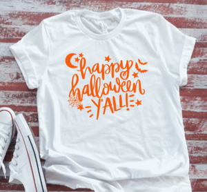 Happy Halloween Y'All Unisex White, Short-Sleeve T-shirt